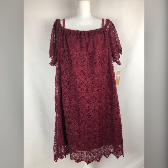 Hope & Harlow Dresses & Skirts - Hope and Harlow Autumn Wine Burgundy Lace Dress